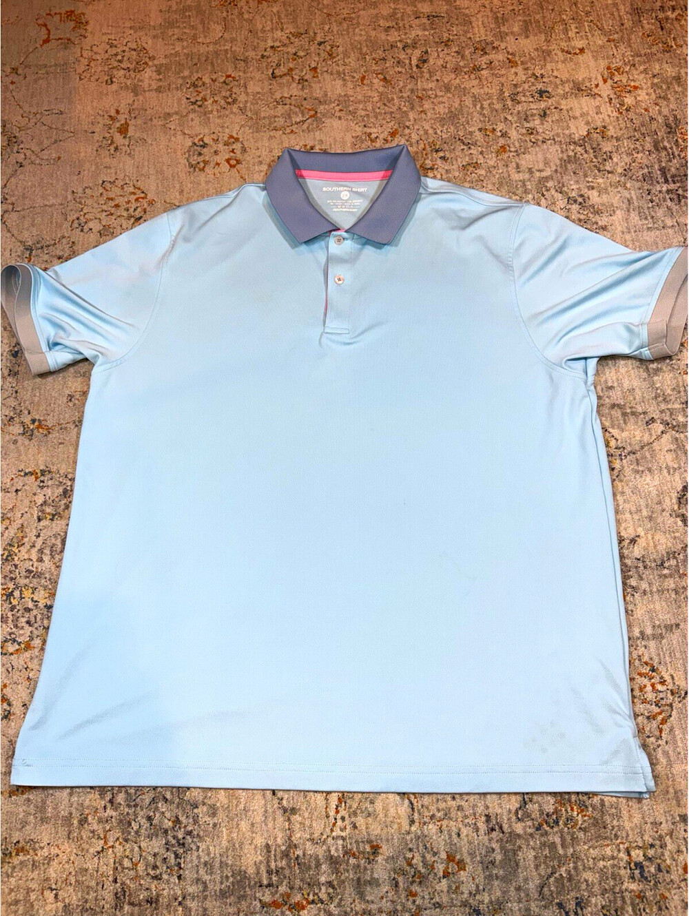 Southern Shirt Men's Blue/Gray Polo Shirt 2XL Solid Short Sleeve A148